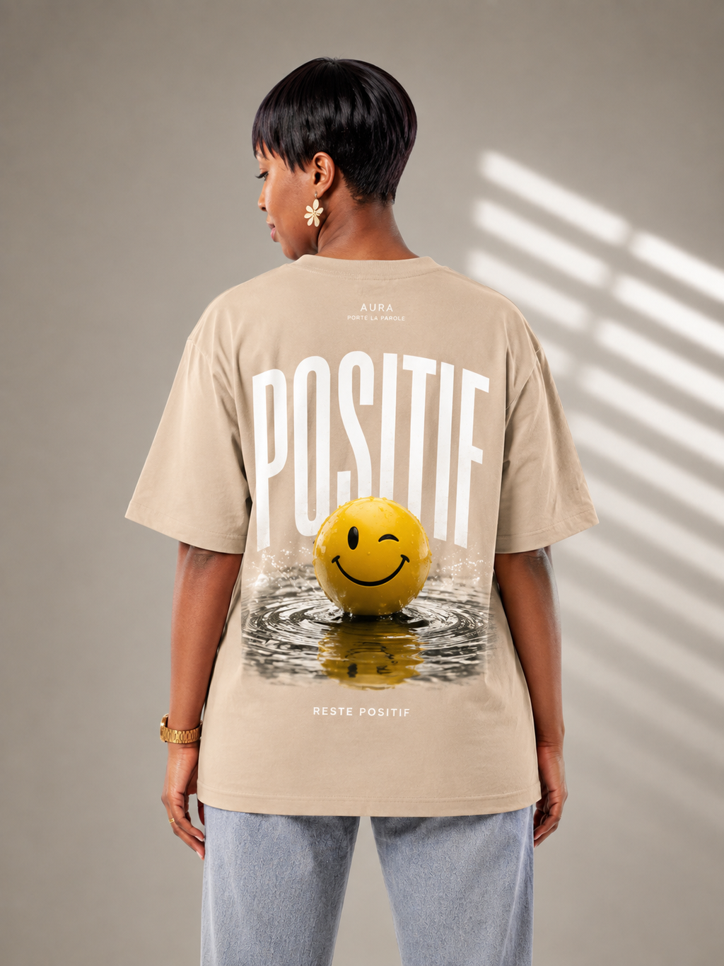 T-shirt « Reste Positif » Champagne